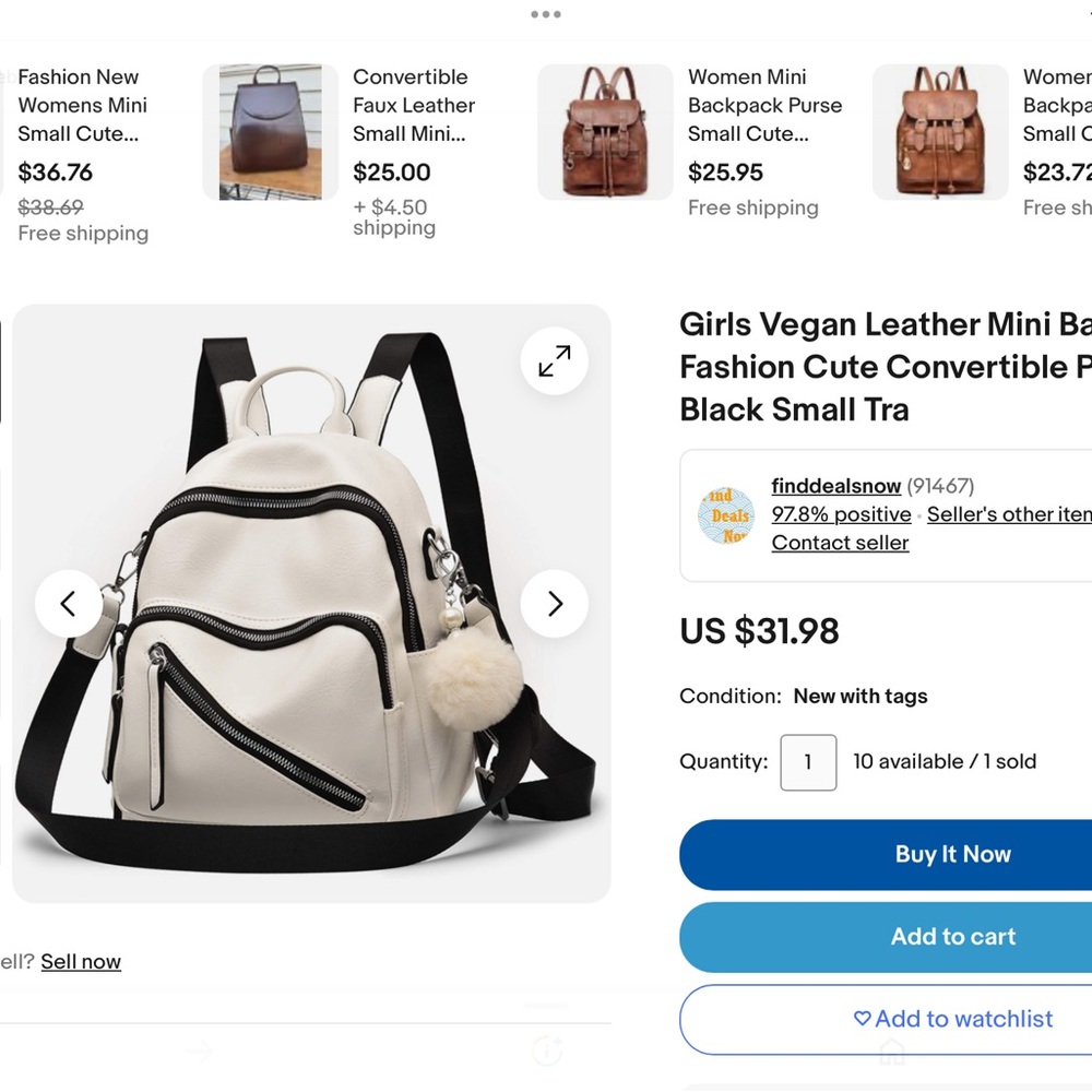 Vegan Leather Roomy Backpack/Shoulder Bag (#7) - Picture 8 of 8